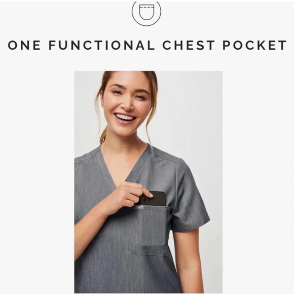 FIGS Catarina One-Pocket Scrub Top Gray Grey Size Medium - Picture 2 of 8